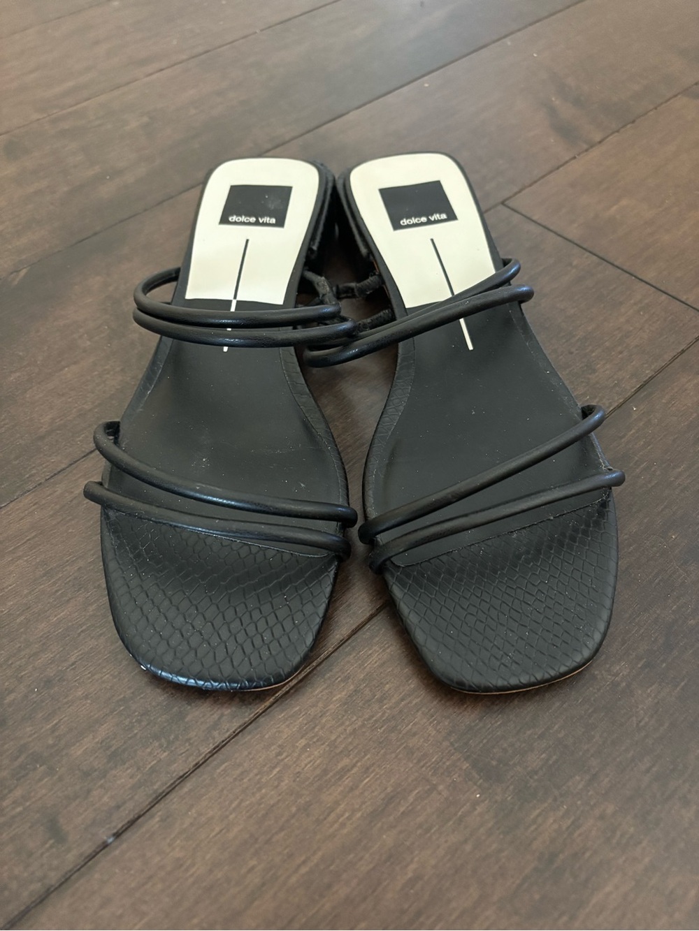 Dolce Vita Black Multi-Strap Square Toe Slide Sandal